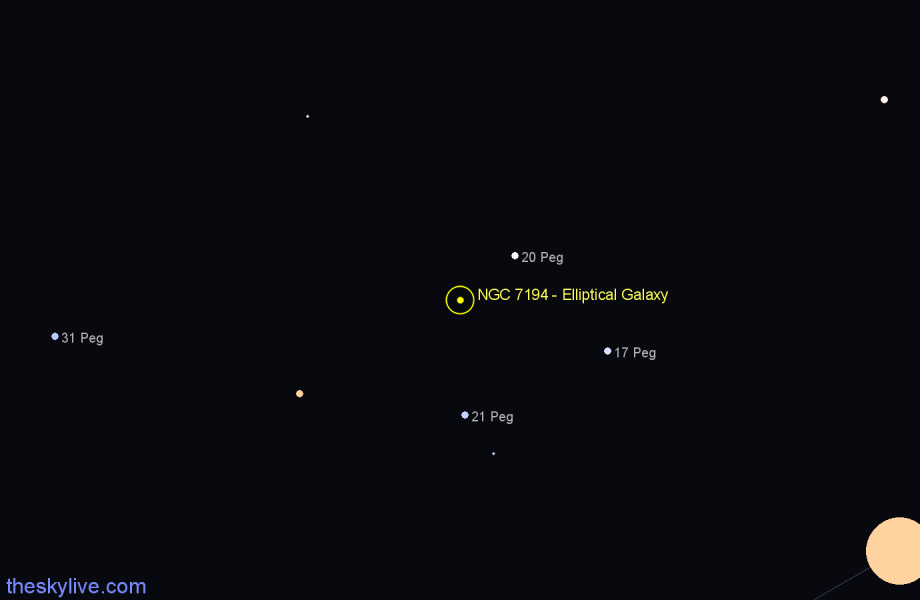 Finder chart NGC 7194 - Elliptical Galaxy in Pegasus star