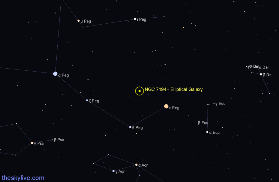 Finder chart NGC 7194 - Elliptical Galaxy in Pegasus star