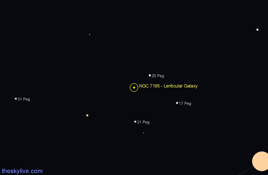 Finder chart NGC 7195 - Lenticular Galaxy in Pegasus star