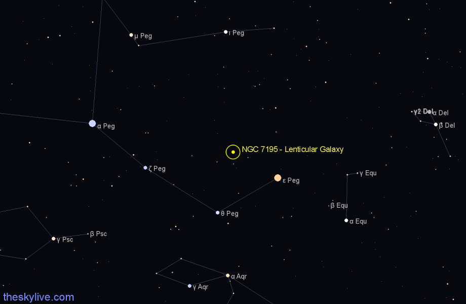 Finder chart NGC 7195 - Lenticular Galaxy in Pegasus star