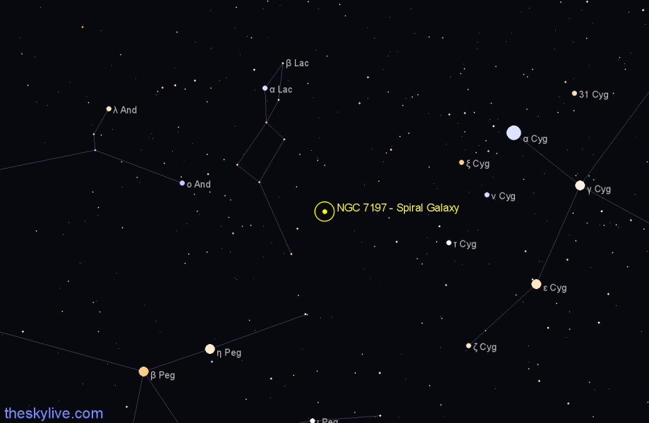 Finder chart NGC 7197 - Spiral Galaxy in Lacerta star