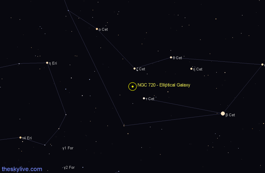 Finder chart NGC 720 - Elliptical Galaxy in Cetus star