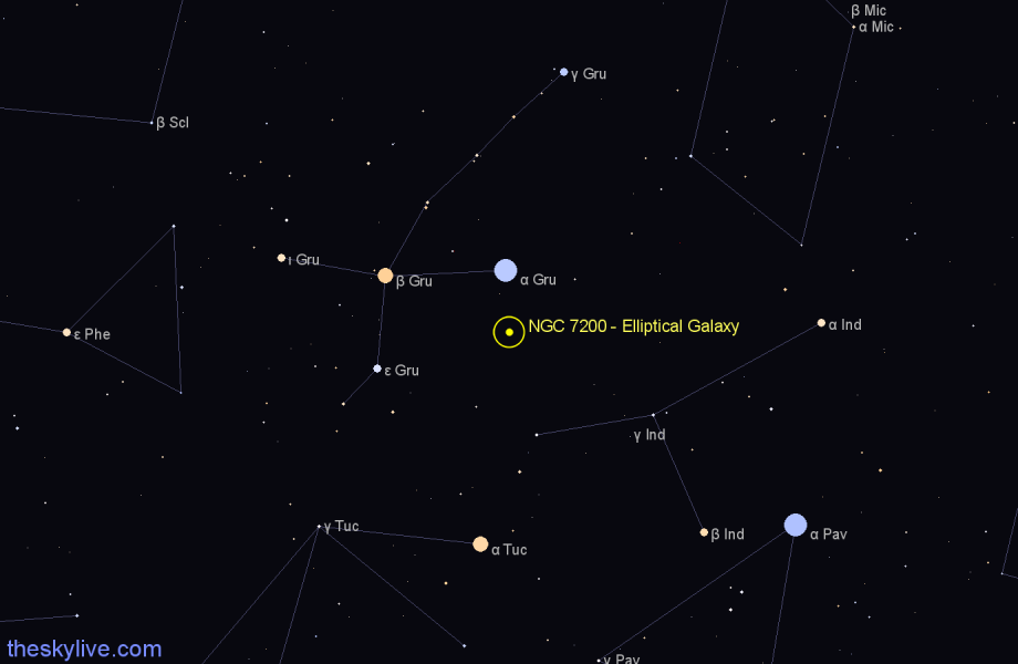 Finder chart NGC 7200 - Elliptical Galaxy in Grus star