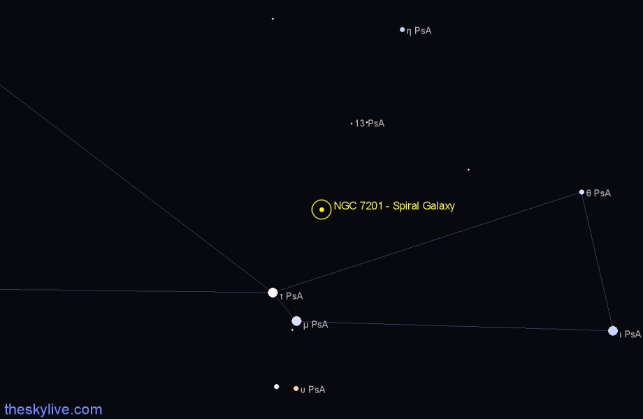 Finder chart NGC 7201 - Spiral Galaxy in Piscis Austrinus star