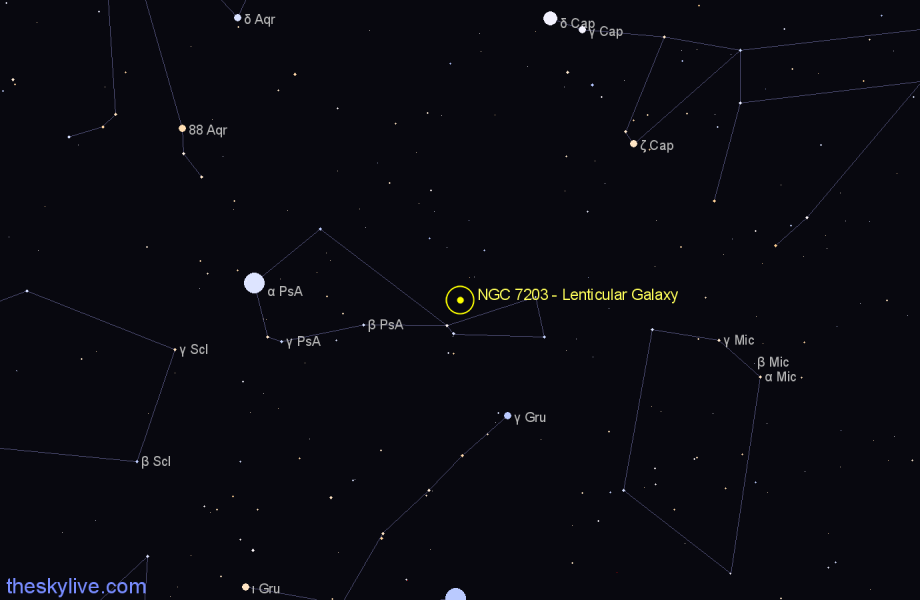 Finder chart NGC 7203 - Lenticular Galaxy in Piscis Austrinus star
