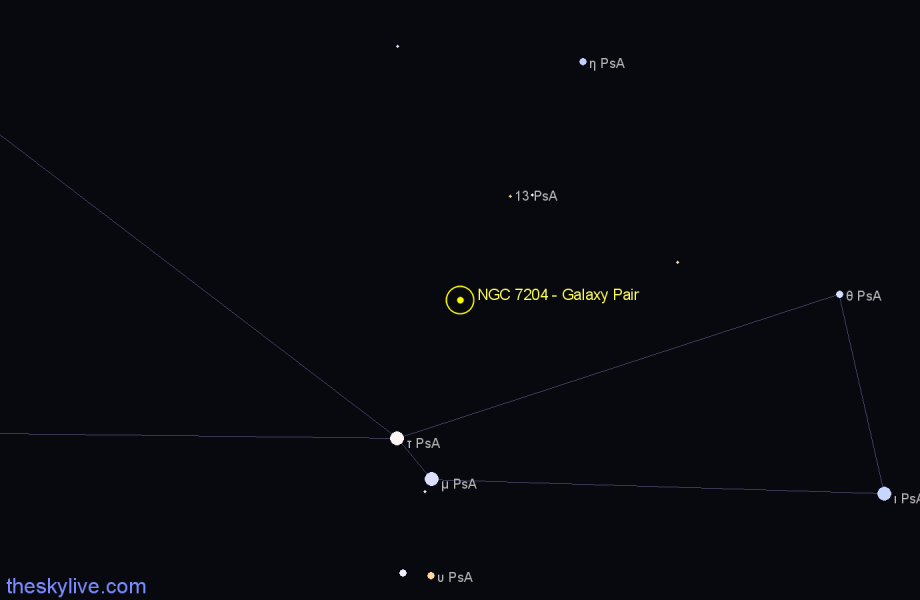 Finder chart NGC 7204 - Galaxy Pair in Piscis Austrinus star