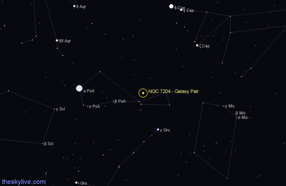 Finder chart NGC 7204 - Galaxy Pair in Piscis Austrinus star