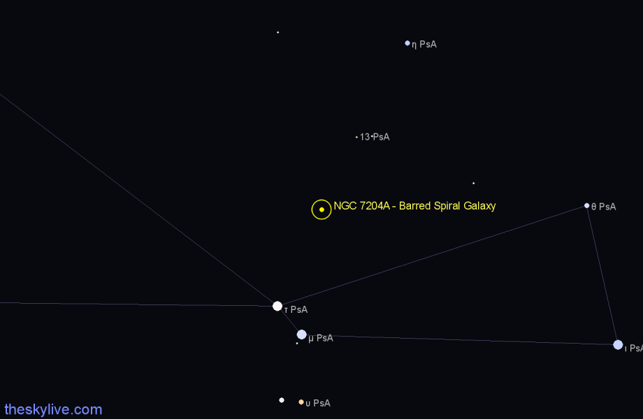 Finder chart NGC 7204A - Barred Spiral Galaxy in Piscis Austrinus star