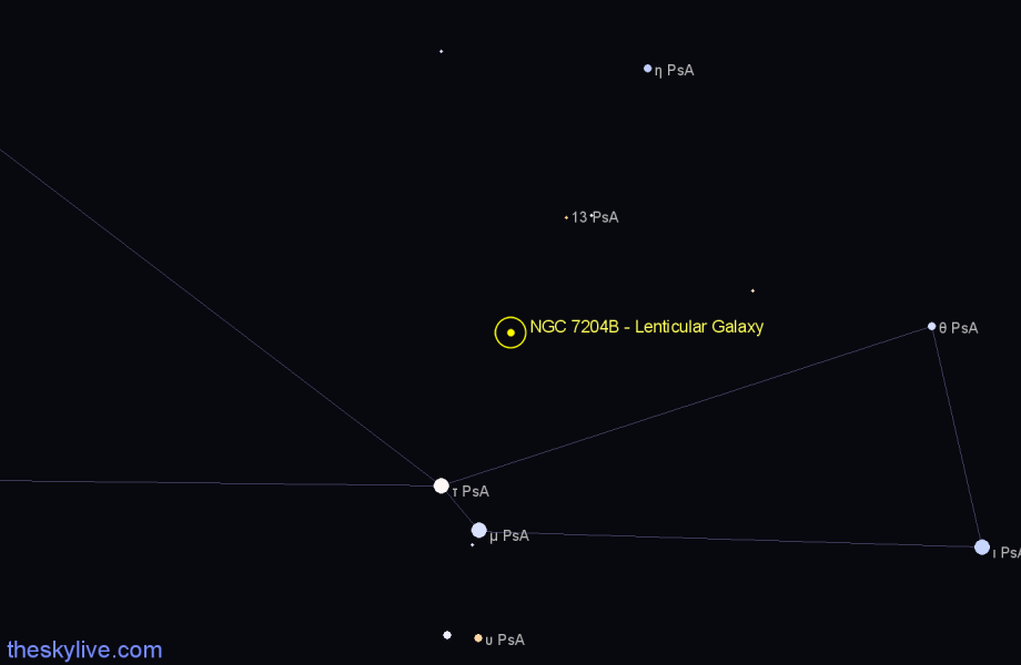 Finder chart NGC 7204B - Lenticular Galaxy in Piscis Austrinus star
