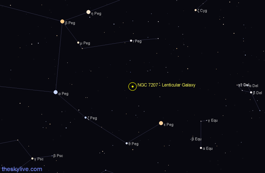 Finder chart NGC 7207 - Lenticular Galaxy in Pegasus star