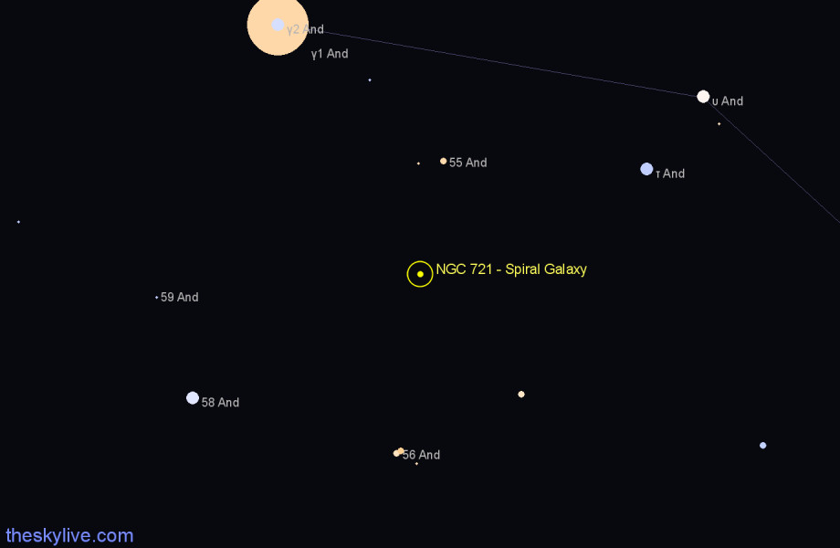 Finder chart NGC 721 - Spiral Galaxy in Andromeda star