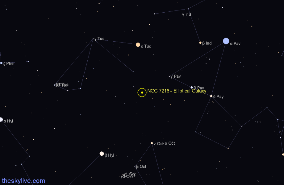 Finder chart NGC 7216 - Elliptical Galaxy in Indus star