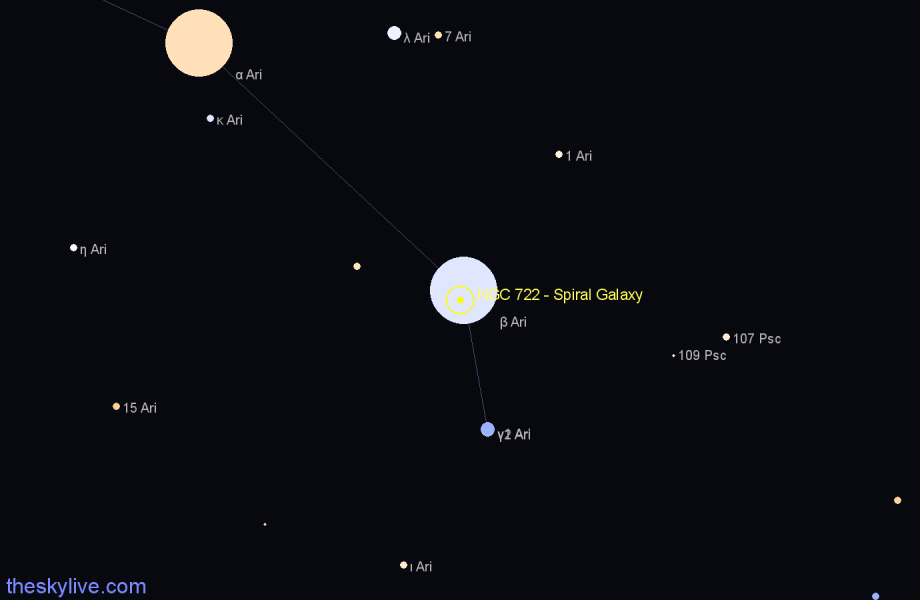 Finder chart NGC 722 - Spiral Galaxy in Aries star