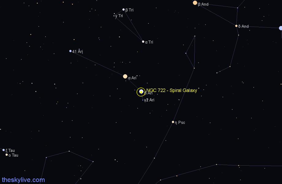 Finder chart NGC 722 - Spiral Galaxy in Aries star