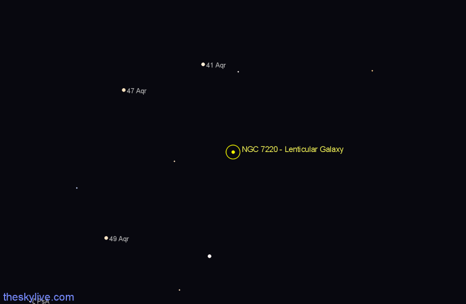 Finder chart NGC 7220 - Lenticular Galaxy in Aquarius star