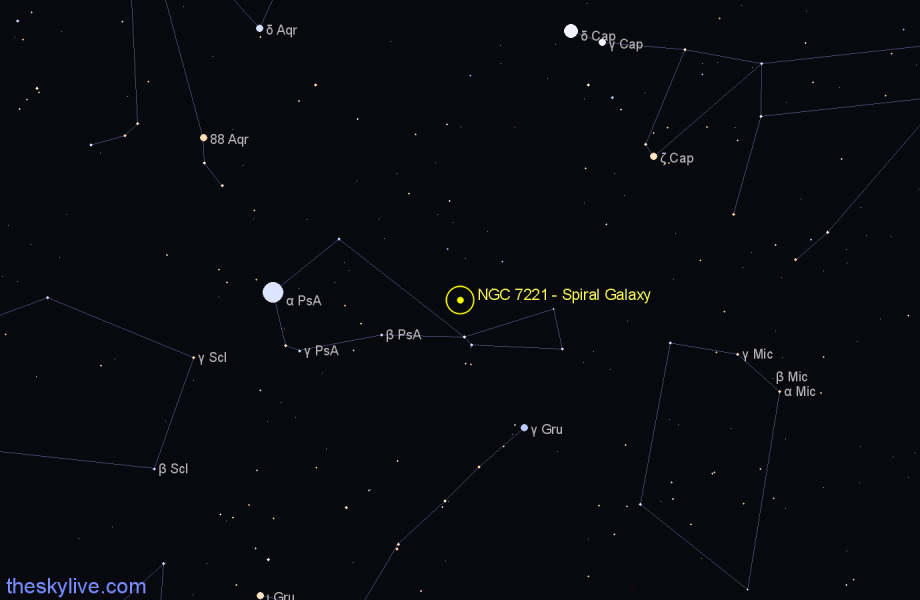 Finder chart NGC 7221 - Spiral Galaxy in Piscis Austrinus star