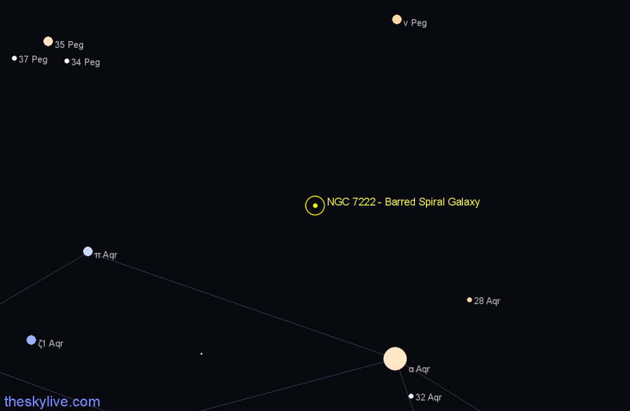 Finder chart NGC 7222 - Barred Spiral Galaxy in Aquarius star