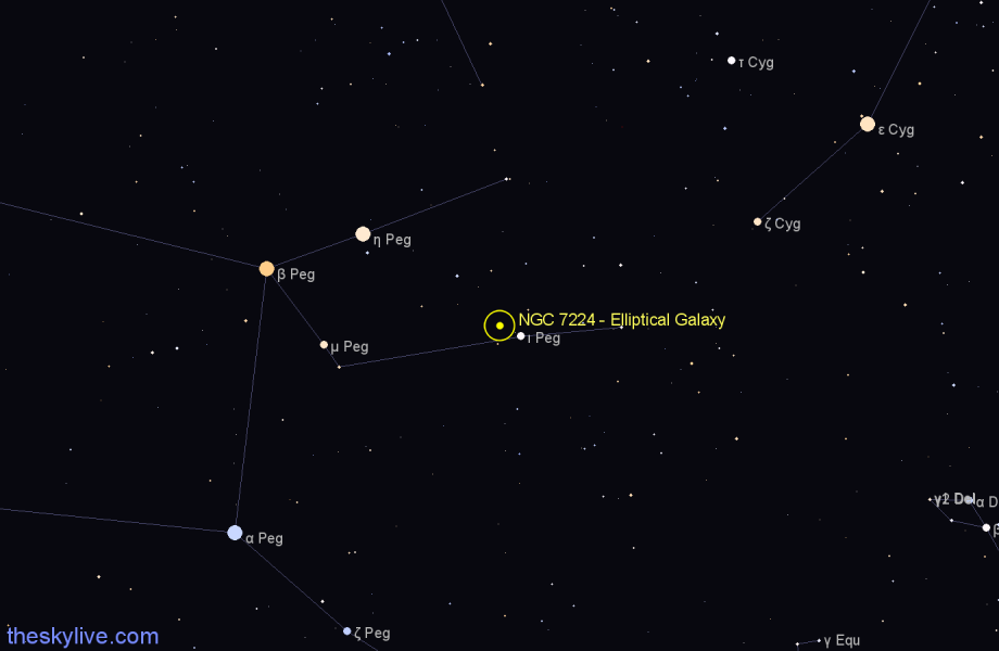 Finder chart NGC 7224 - Elliptical Galaxy in Pegasus star