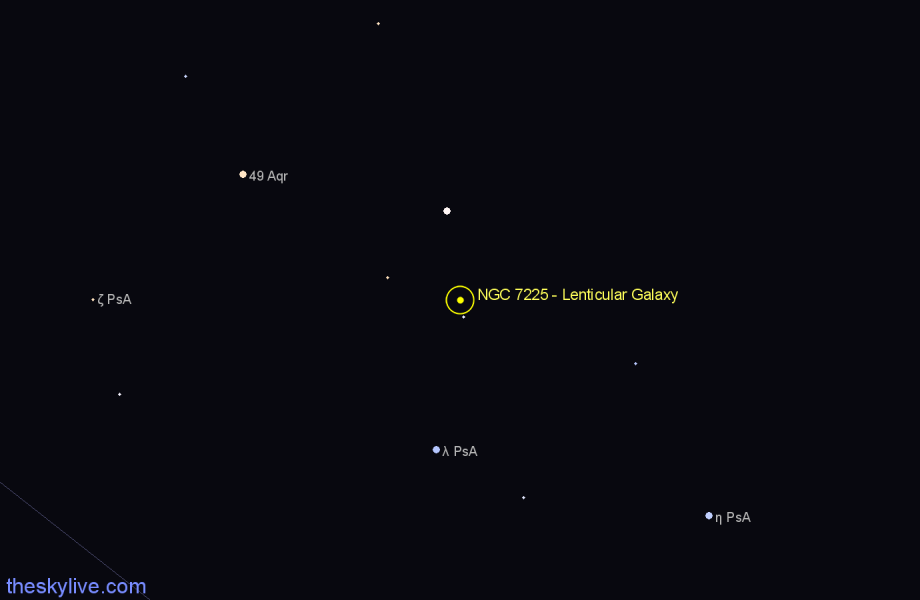 Finder chart NGC 7225 - Lenticular Galaxy in Piscis Austrinus star