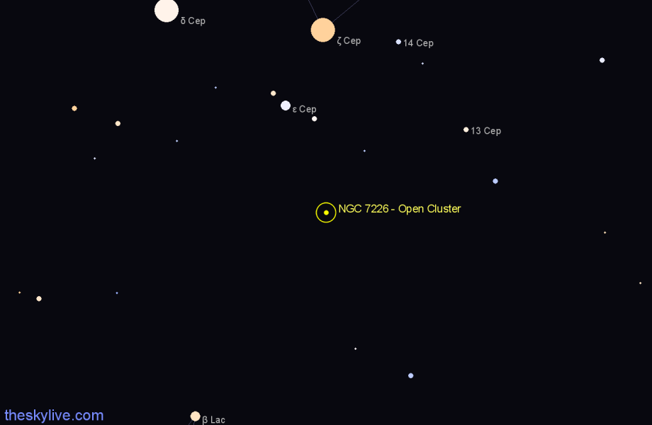 Finder chart NGC 7226 - Open Cluster in Cepheus star