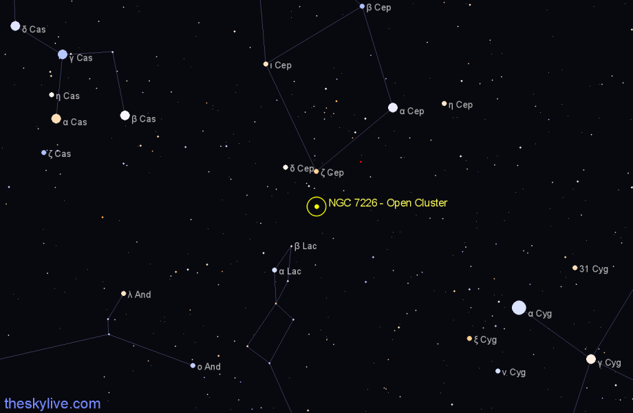 Finder chart NGC 7226 - Open Cluster in Cepheus star