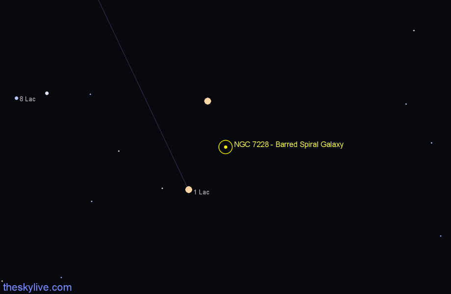 Finder chart NGC 7228 - Barred Spiral Galaxy in Lacerta star
