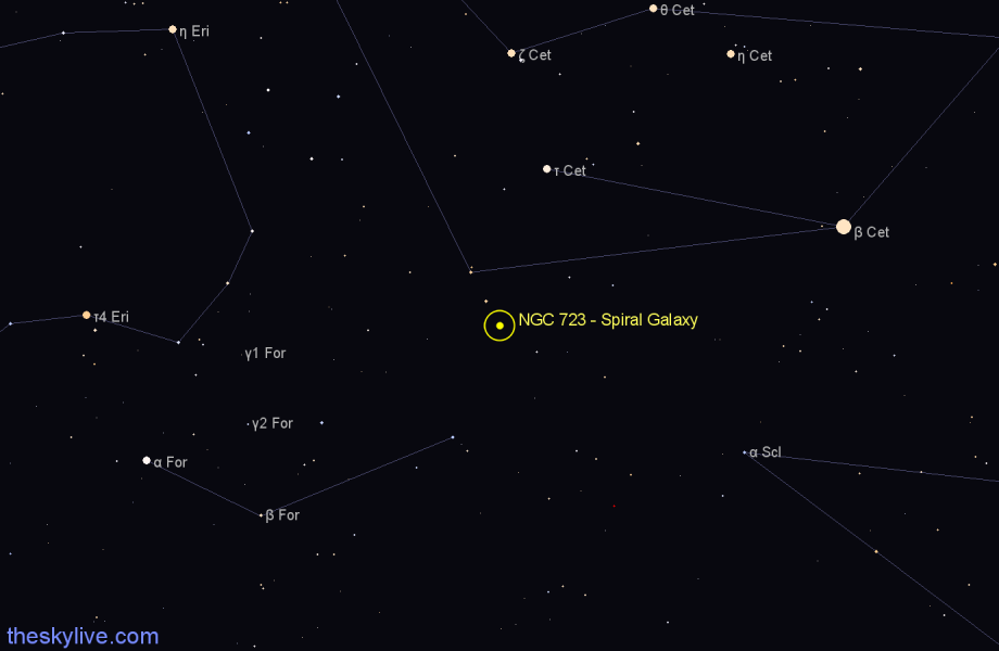 Finder chart NGC 723 - Spiral Galaxy in Cetus star