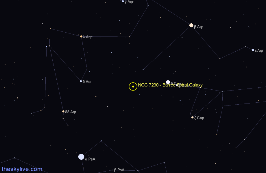 Finder chart NGC 7230 - Barred Spiral Galaxy in Aquarius star