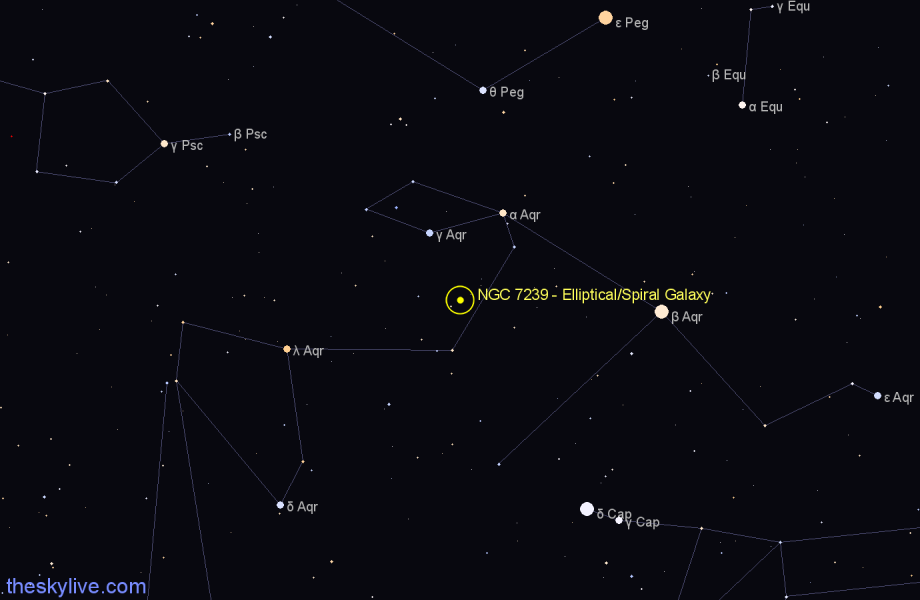 Finder chart NGC 7239 - Elliptical/Spiral Galaxy in Aquarius star