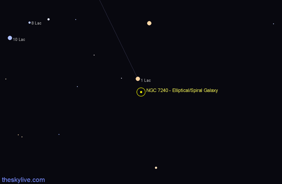 Finder chart NGC 7240 - Elliptical/Spiral Galaxy in Lacerta star