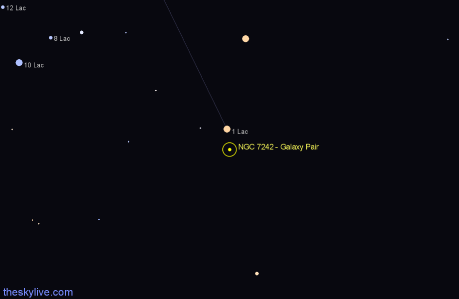 Finder chart NGC 7242 - Galaxy Pair in Lacerta star