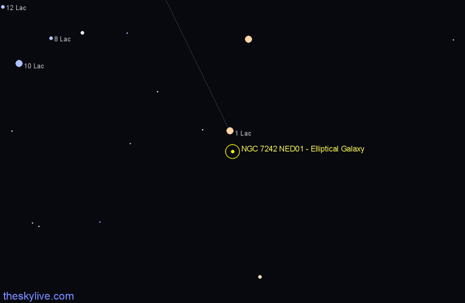 Finder chart NGC 7242 NED01 - Elliptical Galaxy in Lacerta star