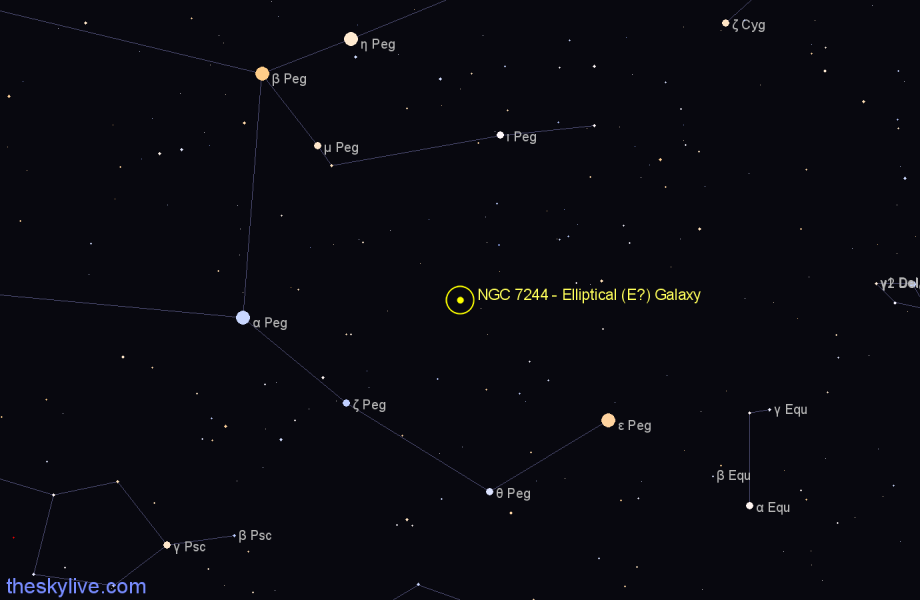 Finder chart NGC 7244 - Elliptical (E?) Galaxy in Pegasus star