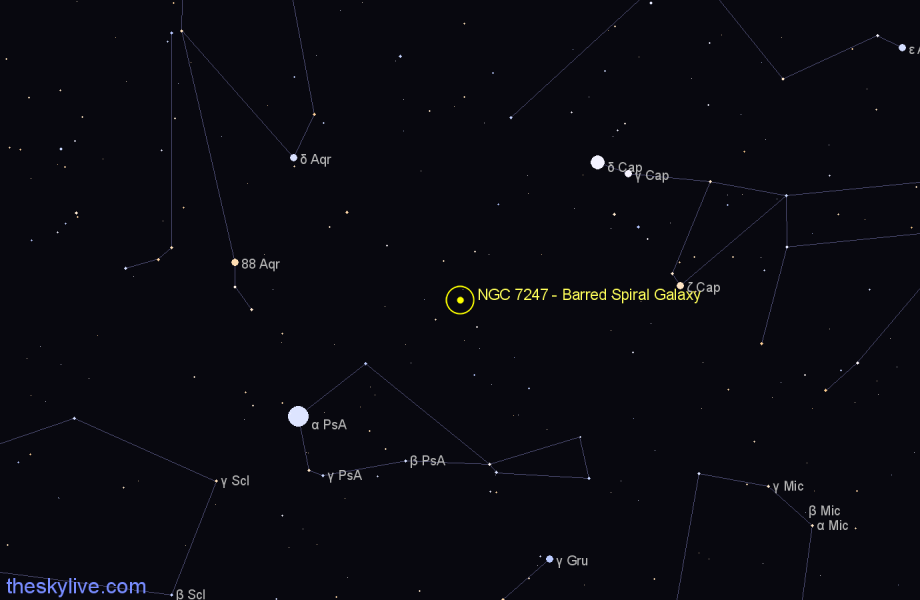 Finder chart NGC 7247 - Barred Spiral Galaxy in Aquarius star