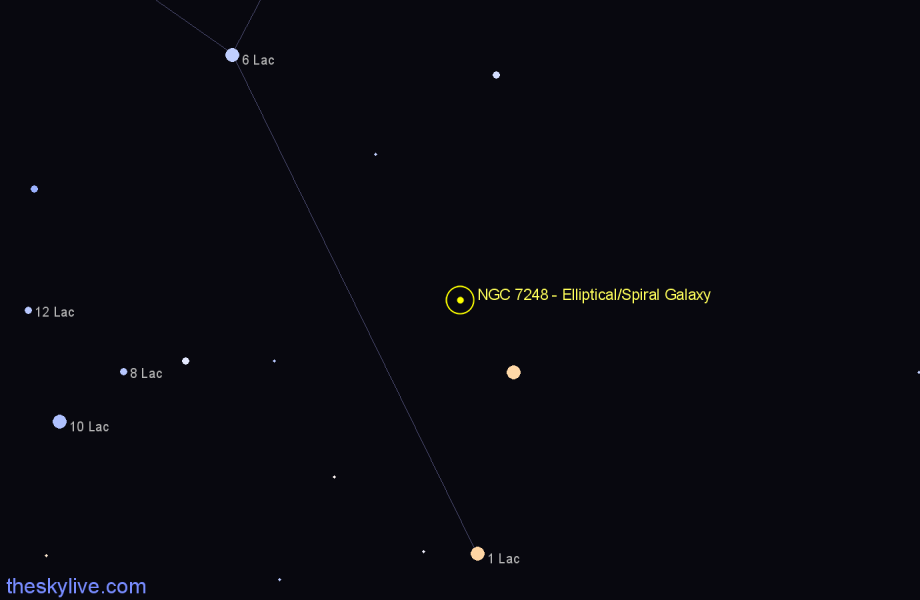 Finder chart NGC 7248 - Elliptical/Spiral Galaxy in Lacerta star