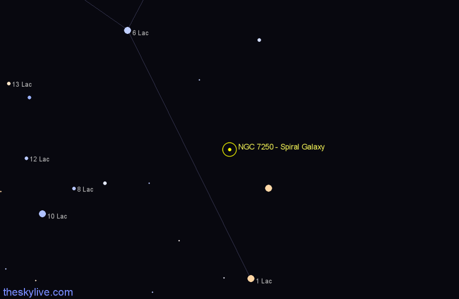 Finder chart NGC 7250 - Spiral Galaxy in Lacerta star