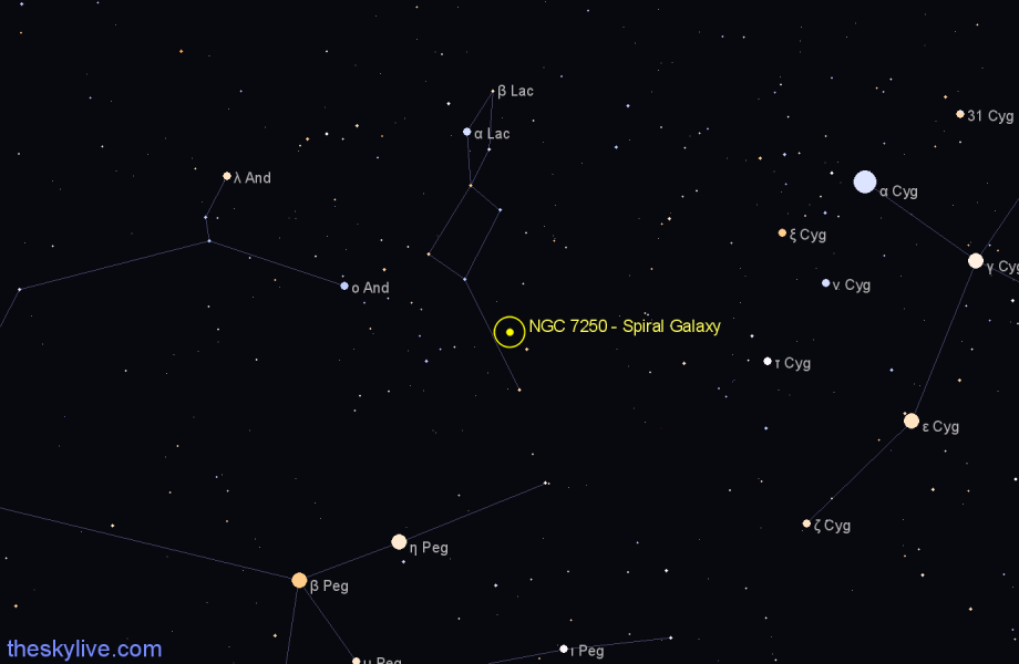 Finder chart NGC 7250 - Spiral Galaxy in Lacerta star