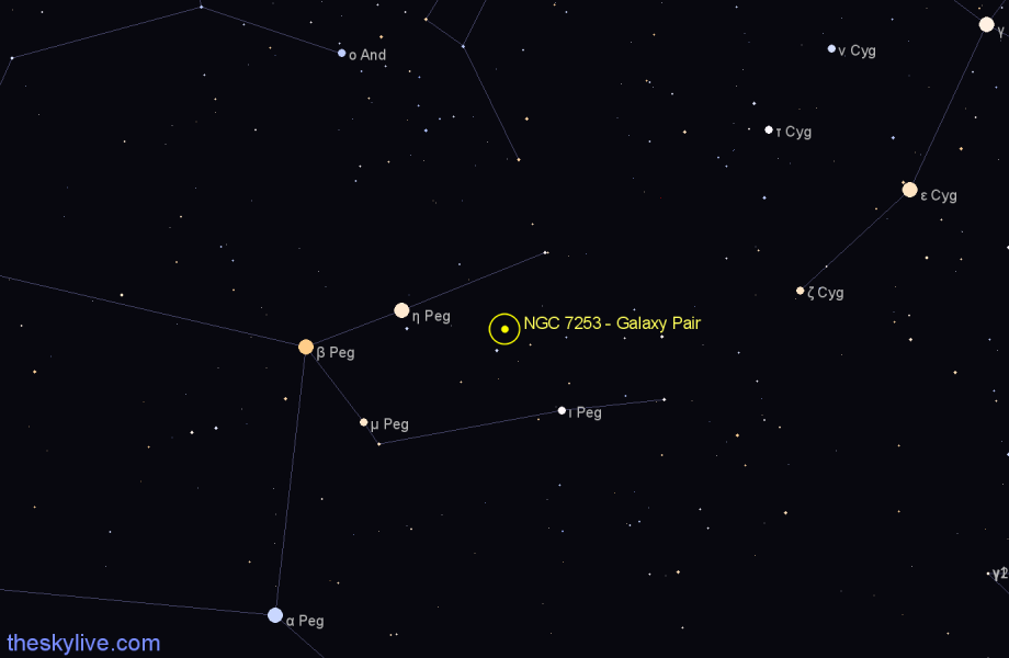 Finder chart NGC 7253 - Galaxy Pair in Pegasus star