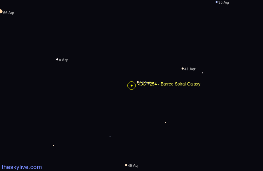 Finder chart NGC 7254 - Barred Spiral Galaxy in Aquarius star