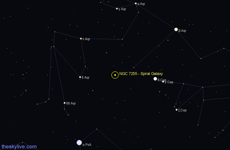 Finder chart NGC 7255 - Spiral Galaxy in Aquarius star