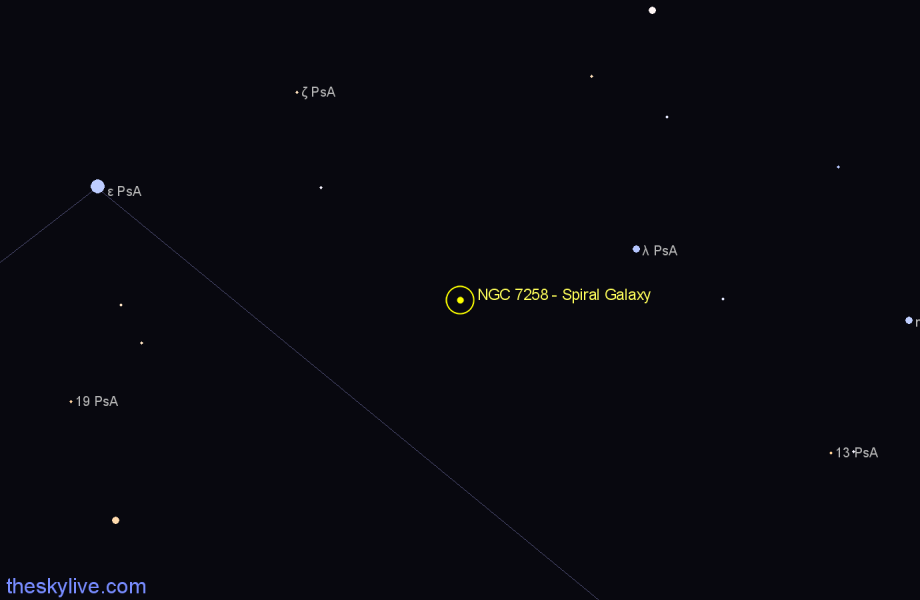 Finder chart NGC 7258 - Spiral Galaxy in Piscis Austrinus star