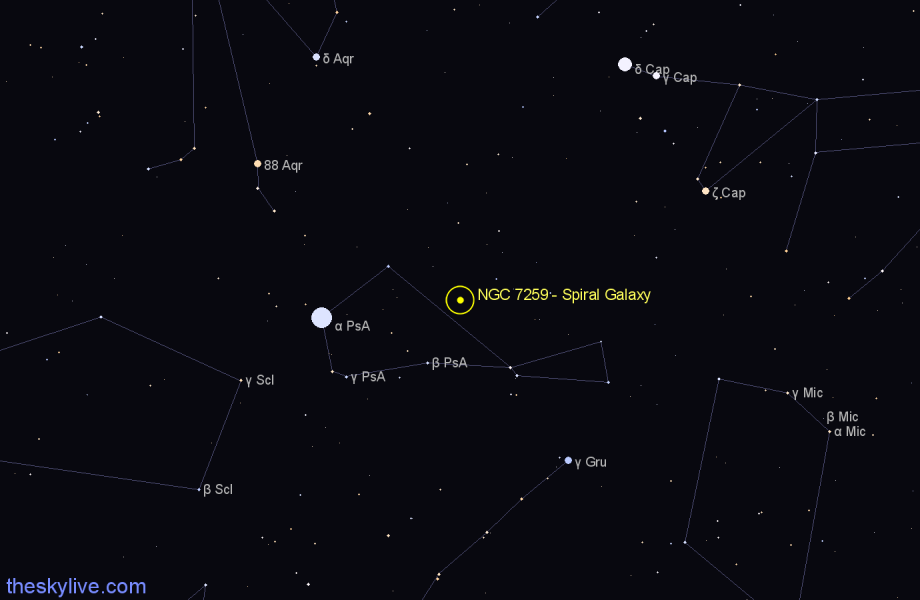 Finder chart NGC 7259 - Spiral Galaxy in Piscis Austrinus star