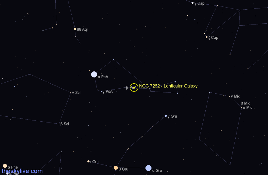 Finder chart NGC 7262 - Lenticular Galaxy in Piscis Austrinus star