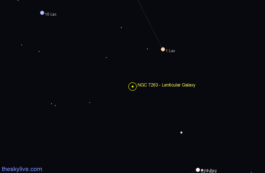 Finder chart NGC 7263 - Lenticular Galaxy in Lacerta star
