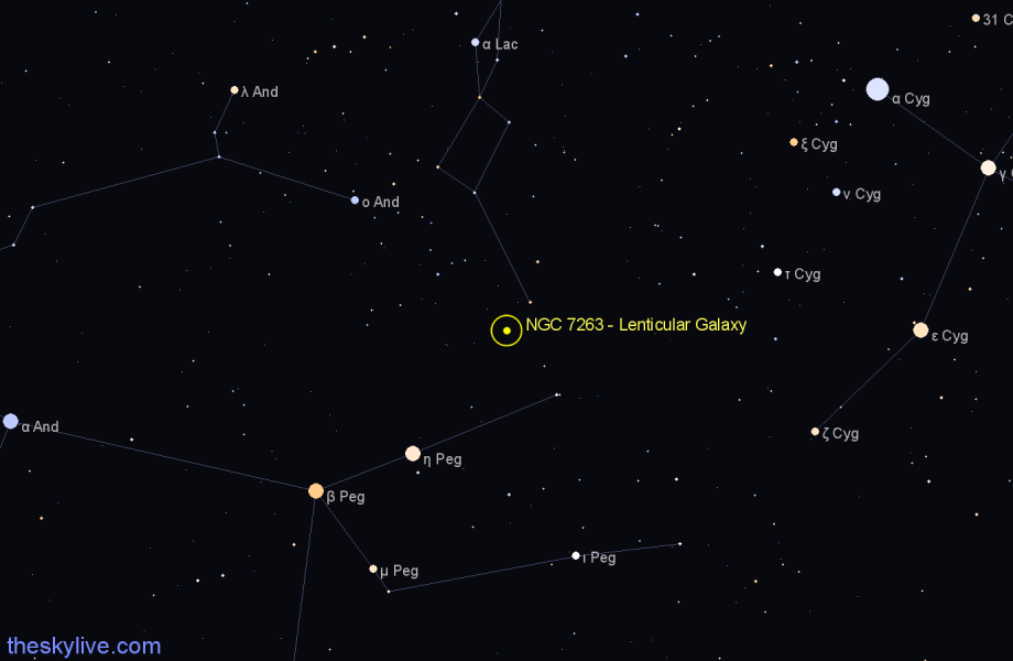 Finder chart NGC 7263 - Lenticular Galaxy in Lacerta star