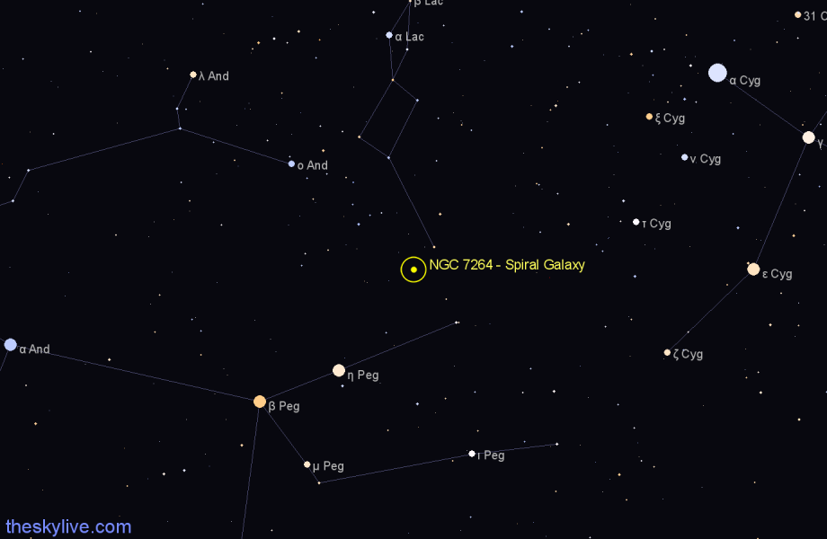 Finder chart NGC 7264 - Spiral Galaxy in Lacerta star