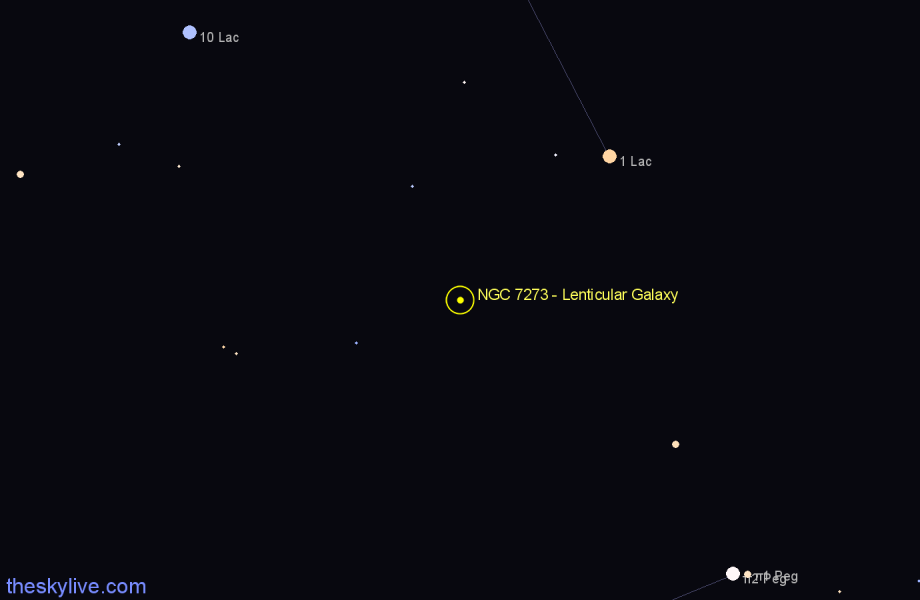 Finder chart NGC 7273 - Lenticular Galaxy in Lacerta star