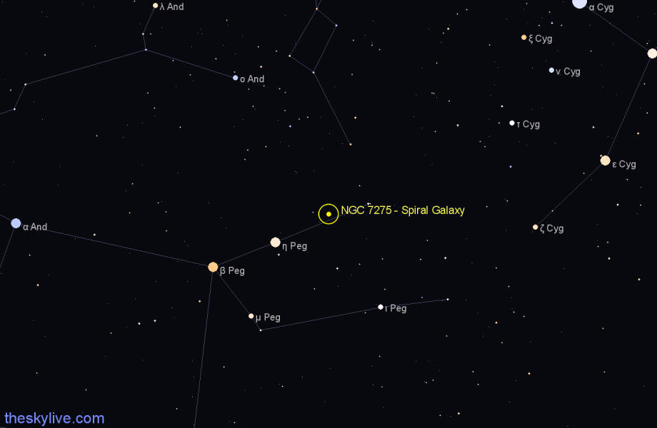 Finder chart NGC 7275 - Spiral Galaxy in Pegasus star