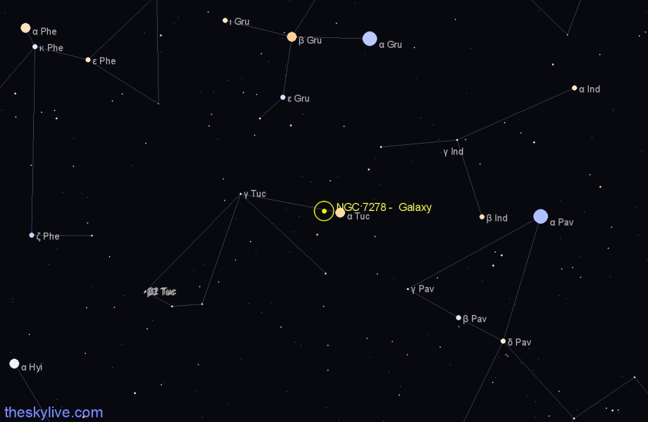 Finder chart NGC 7278 -  Galaxy in Tucana star