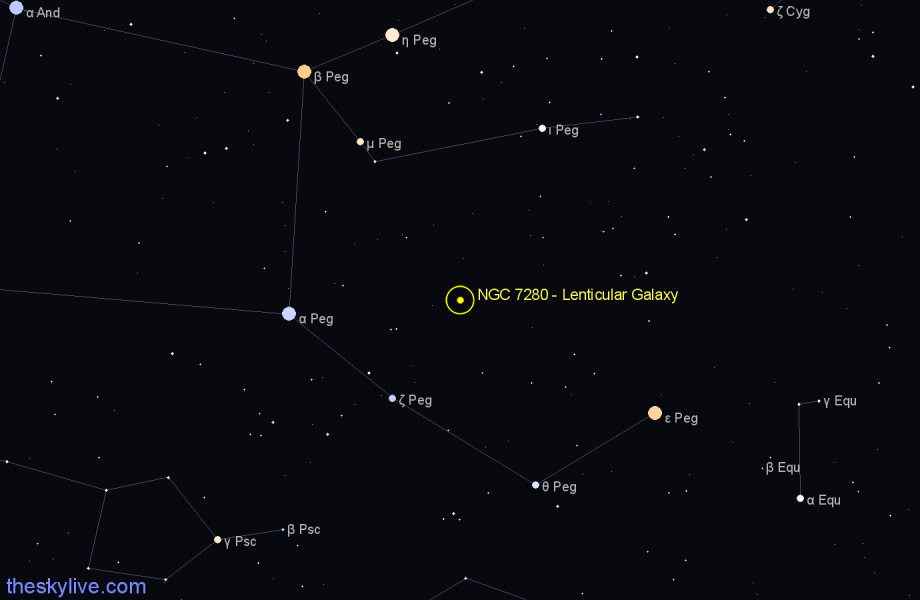 Finder chart NGC 7280 - Lenticular Galaxy in Pegasus star